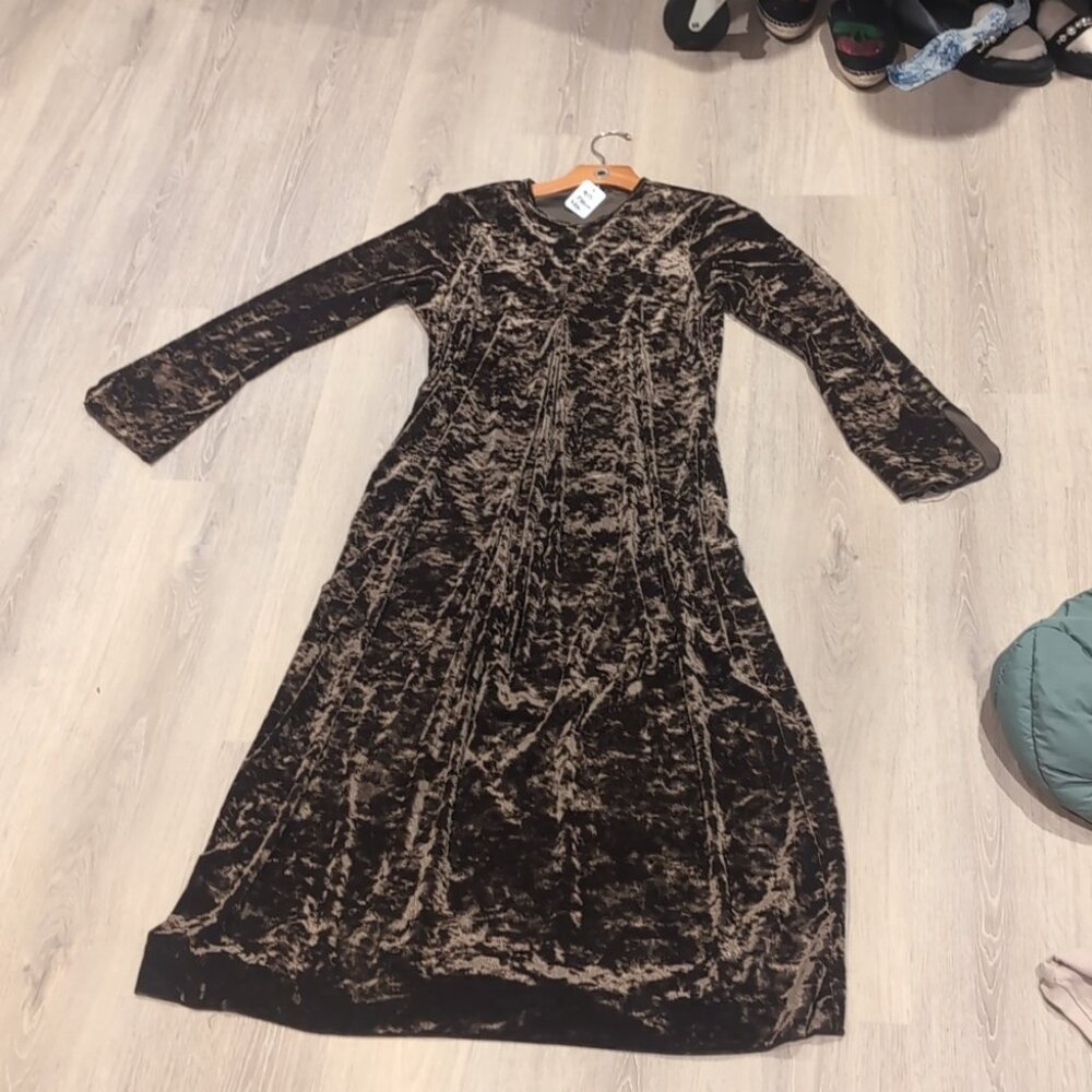 90s crushed Velvet Brown maxi bell sleeves